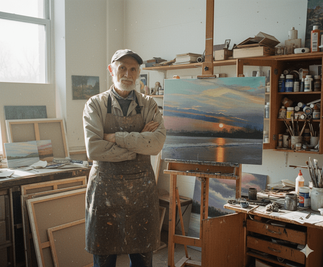 Artist in studio