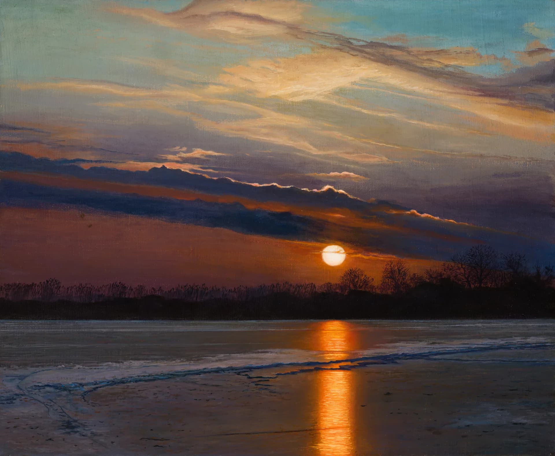 Закат-Лёд на реке